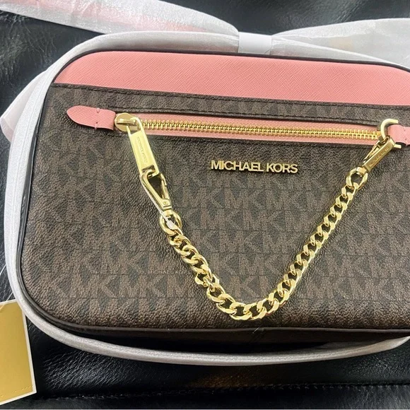 Michael Kors Pink and Brown Crossbody Bag - Picture 2 of 4